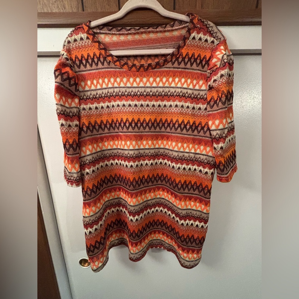 Colorful Knit Top with Geometric Patterns